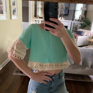 Aqua blue crop top
